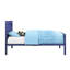 Lit simple à panneau Cargo Blue, structure en métal avec panneaux encastrés uniques et style de contenant, 21 lattes, sans sommier requis, profil bas, pied droit, cadre en tôle de fer de 25 x 50 mm, charge de 330 lb