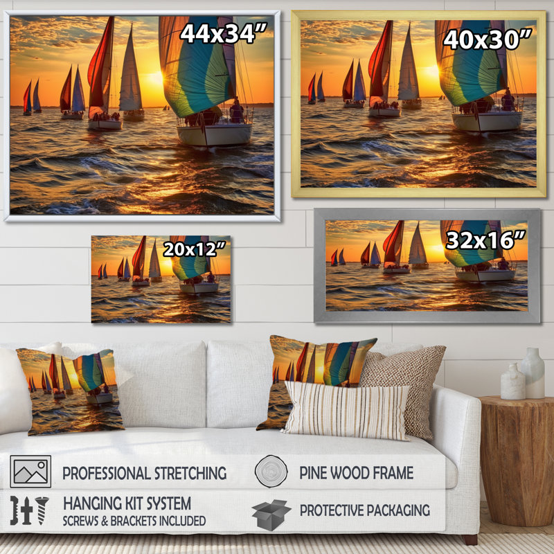 «Boating Bliss II» - art mural nautique, Toile tendue, H 24 po x l 32 po x P 1 po