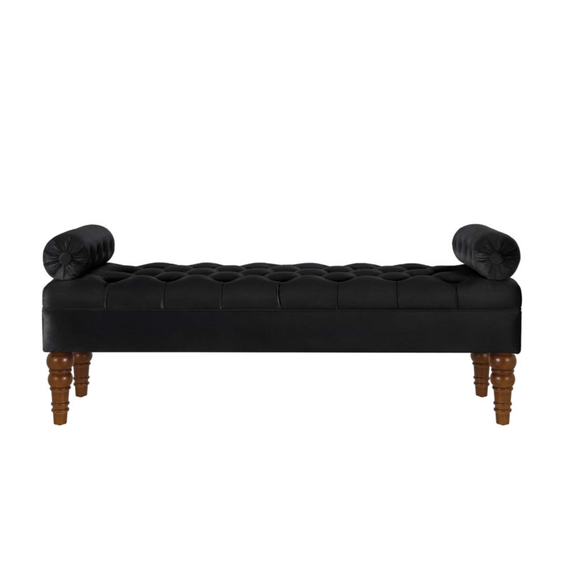 Banc de lit long en velours, Noir