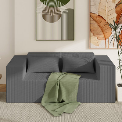 Minimalist Modular Corduroy Cloud Couch Sectional, Oversized Boneless Memory Foam Sofa for Living Room, Modern Comfy Couch