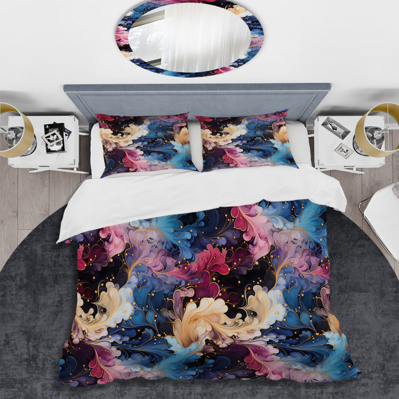 Blue Galactic Dreams Marble Dreams - Ensemble de housse de couette en marbre, Housse de couette pour très grand lit et 2 très