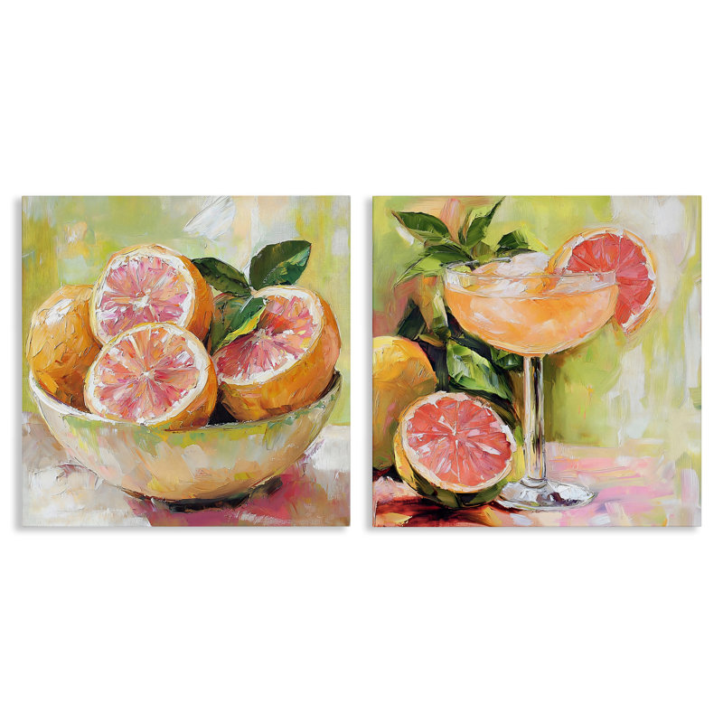 Ensemble de toiles 2 pièces Grapefruit Bowl & Cocktail, design par Riley B, 24 x 24