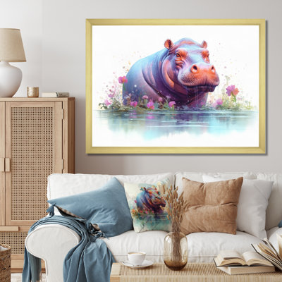 Hippopotame animé sur toile