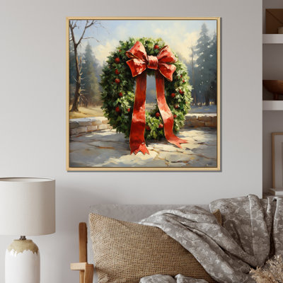 Couronne de Noël verte, hiver I - Couronne, art mural