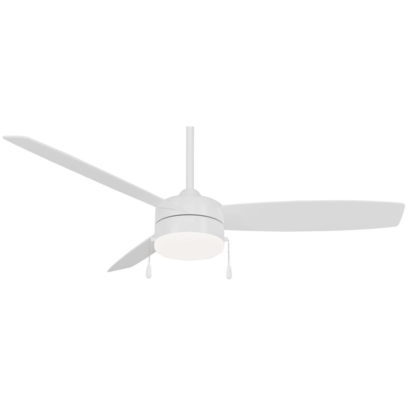 Ventilateur de plafond standard à DEL à 3 pales de 54 po avec chaîne de traction et ensemble d'éclairage inclus, Blanc