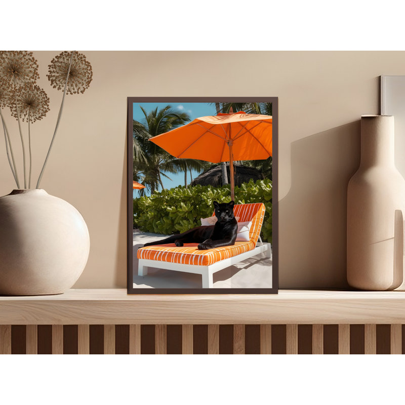 Black Panther Wall Art, Tropical Beach Decor, Exotic Animal Print, Summer Vibes Art, Framed Wall Art, Multiple Sizes