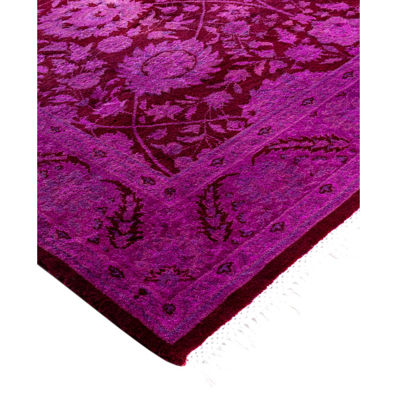 Overdyed Hand-Knotted Wool Modern-Contemporary Purple Area Rug 4' 10" x 7' 3"