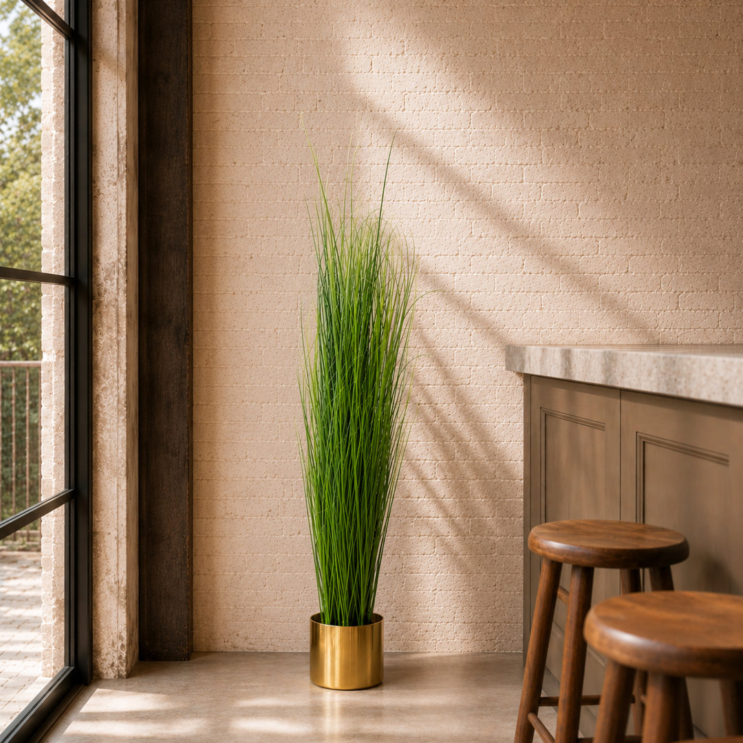 130cm Faux Onion Grass Plant in Metal Planter