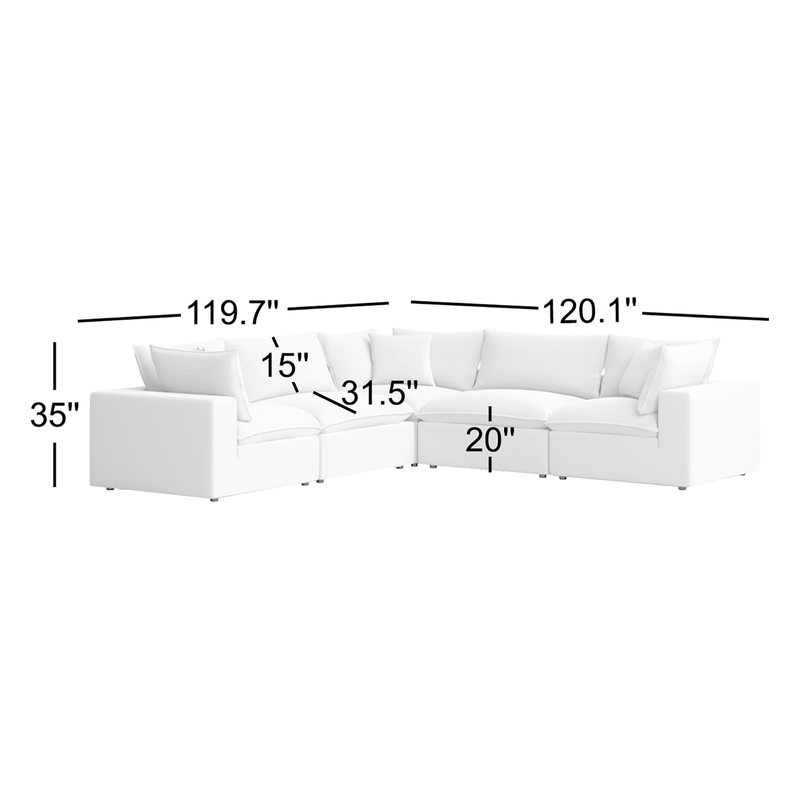 Ellaria Modular Corner Sectional, Cream Livesmart®