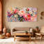 Plantes et fleurs, ensemble de 3 impressions sur toile avec roses et marguerites-1958748661