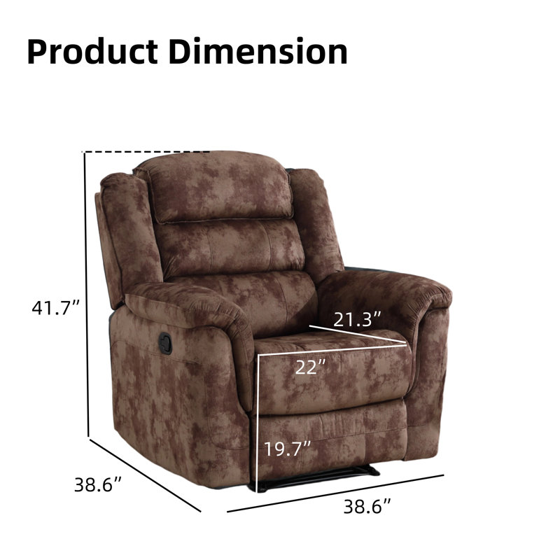 Sidh 38.6" Wide Classic And Overstuffed Breathable Microfiber Manual Standard  Recliner, Clay Horizon
