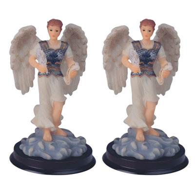 "2-PC Set" ICE ARMOUR 6 "H Archangel Gabriel Statue Le Messager Ange Figurine Sainte Figurine Ornement Décor Maison / Pièce et Idées de cadeaux parfaits pour le réchauffement de la maison, les Fêtes et les Anniversaires