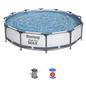 Steel Round Hard Sided Pool 76cm H x 366cm W x 366cm L , with Pump Included