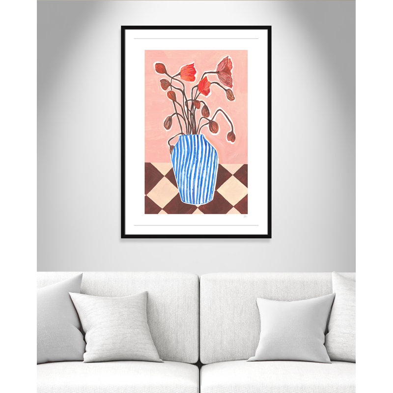 Poppies Print par Violets Print House, L 29,5 po x H 41,5 po, Imprimé mat, Noir satiné