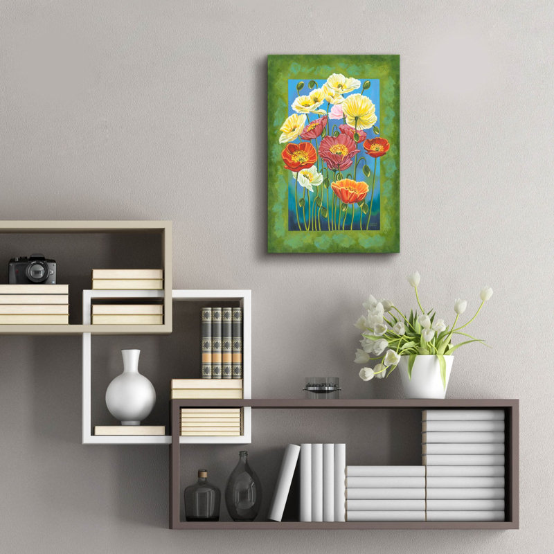«Bouquetn Border 1» par Carolee Vitaletti, art mural en verre acrylique, H 24 po x l 16 po x P 0,2 po