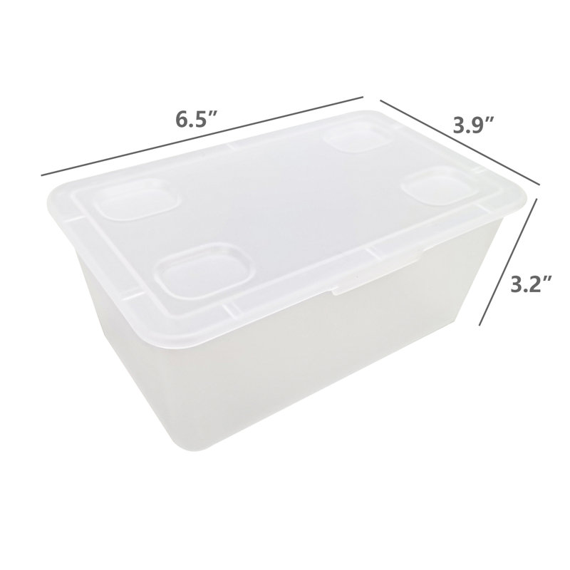 6PK Clear Plastic Storage Containers With Lids Stackable, 6.5 X 3.94 X 3.15 Inch, Square Storage Boxes Organizers For Classroom, Kids, Sorting