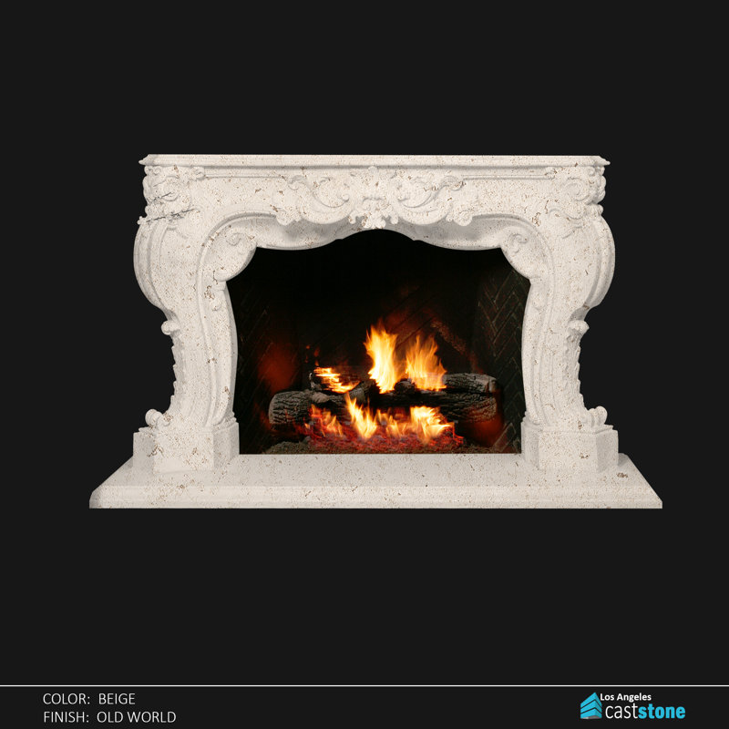 Ribera Fireplace Surround, Beige Old World, 53" H x 90" W x 15" D