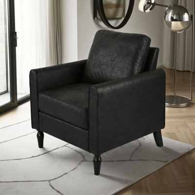 Chaise d'appoint Ada, dossier rembourré moelleux, design en microfibre texturée noire