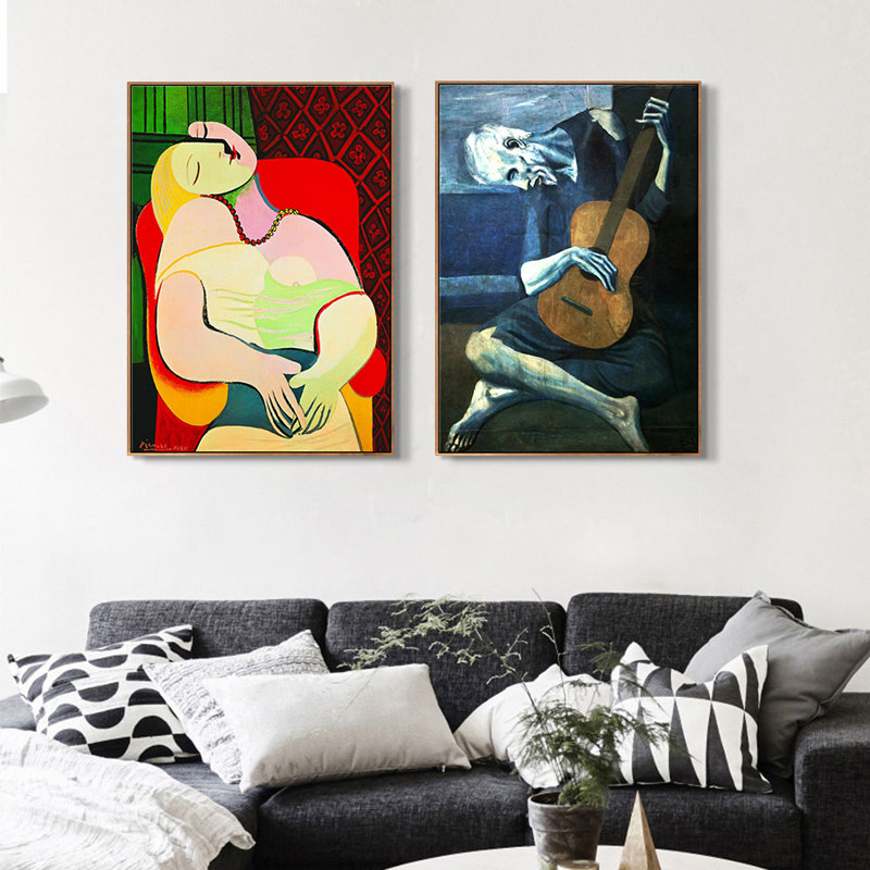Ensemble de 2 toiles encadrées par Pablo Picasso Wall Art Series # 26 Living Office Home Decorations