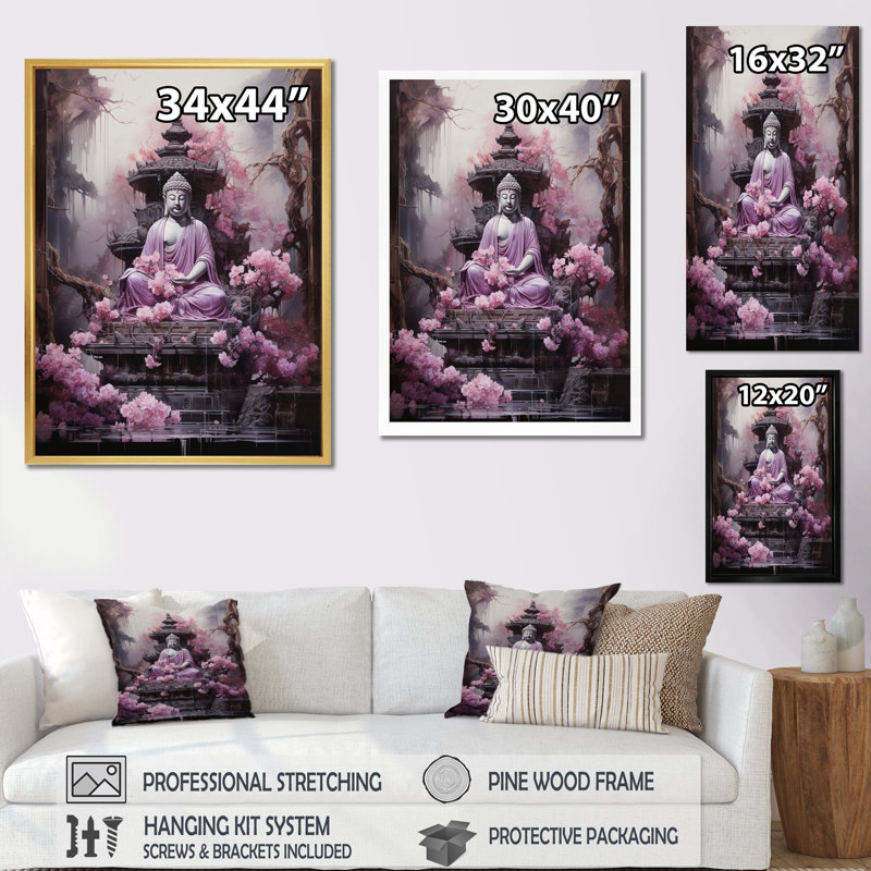 Berenika Pink Buddhism Buddhist Chant - impression, Cadre flottant noir, H 20 po x l 12 po x P 1 po