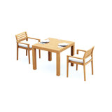 3 Pcs Grade-A Teak Wood Dining Set: 36" Square Table And 2 Montana Stacking Arm Chairs #11MT0802