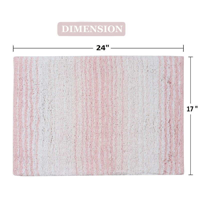 Griffie Plush 100 % Cotton Bath Rug, Single - 17" L x 24" W, Pink
