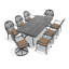 Ensemble de salle à manger rectangulaire pour 8 personnes en aluminium coulé avec 2 chaises pivotantes et coussins bruns-106890194
