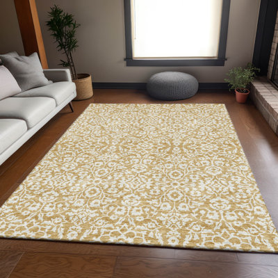Premium Machine Washable Prisco Gold Rug