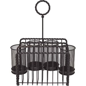 Gourmet Basics by Mikasa Rope Metal Tabletop Flatware and Napkin Picnic Caddy, Antique Black