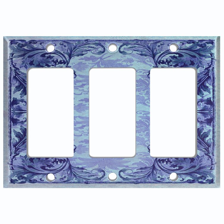 WorldAcc Metal Light Switch Plate Outlet Cover (Elegant Blue Flower ...