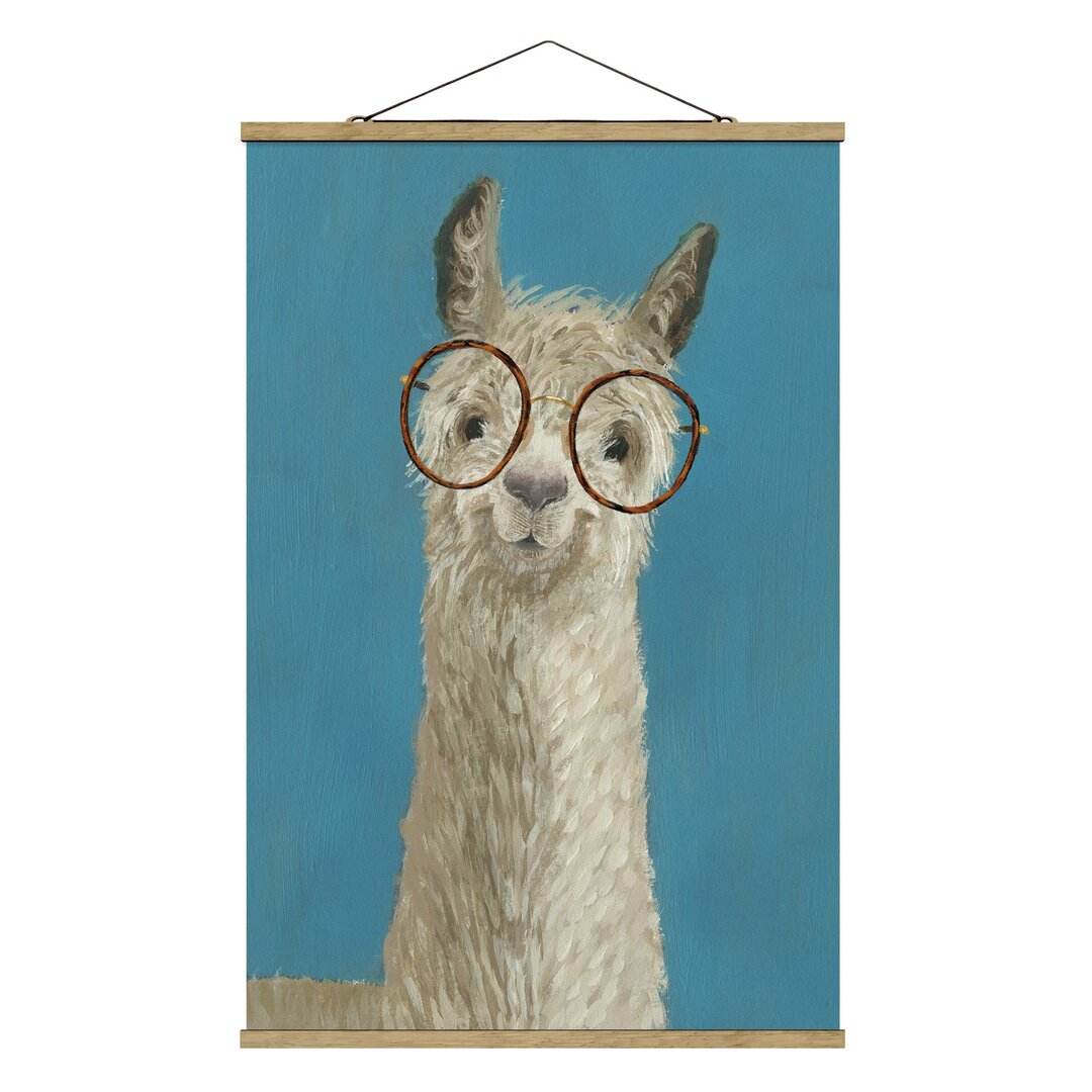 Stoffbild Lama mit Brille I