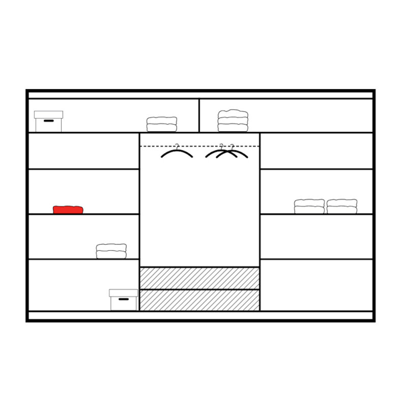 Hadar 3 Door Wardrobe, White/Smoke