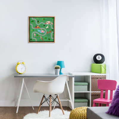 "Whimsical Dogs Map", art mural encadré flottant par Carrie Cantwell