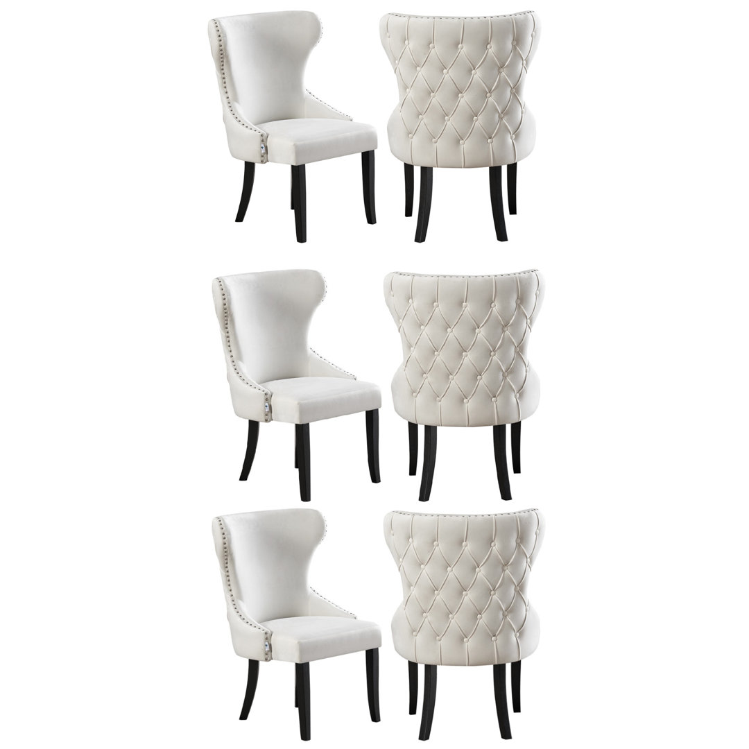 Caesar Velvet Dining Chair - Ergonomic Upholstered Curved Back with Solid Wooden Legs - Modern Side Chair for Living Room Dining Room