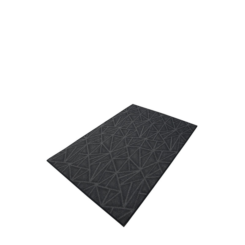 Tapis à motif raffiné raffiné gris foncé, Demi-cercle 2 pi 6 po x 5 pi