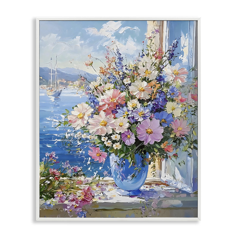 Joli bouquet sur une corniche, estampe numérique, design by Creative Studio, 14 x 11, Coastal White Giclee Framed