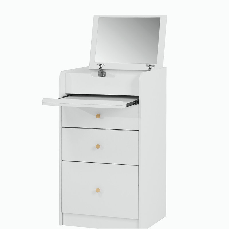 Petit meuble-lavabo avec miroir - ensemble de coiffeuse à maquillage blanc avec chaise, tiroirs, petite coiffeuse mignonne peu encombrante pour le salon de la chambre des filles