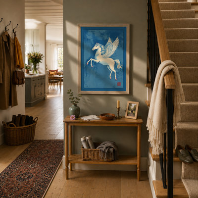 Pegasus in Flight Japandi - Framed Print
