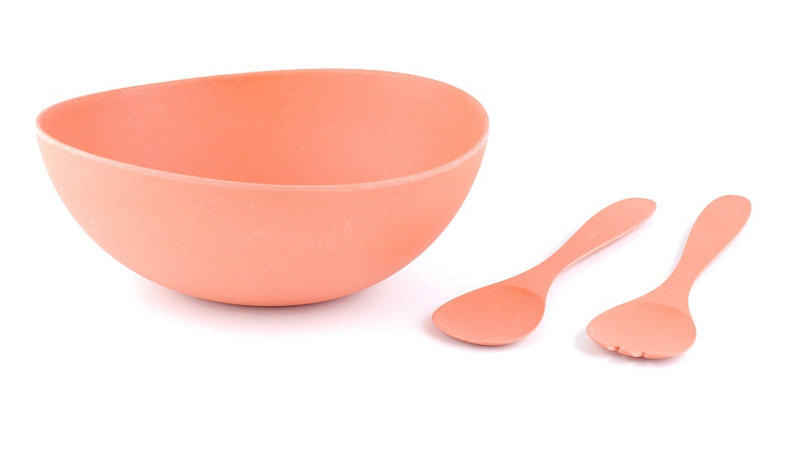 Ebern Designs Lariviere Bamboo Salad Bowl, Orange