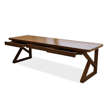 Nut-brown Rectangular Solid Wood with 3 drawers desk