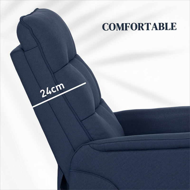 Fabric Recliner Sofa With Remote Control,Power Lift Chair, Side Pockets, Blue Fabric, Power - Remote