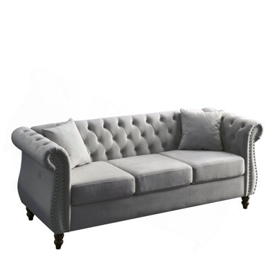 3-seater + 3-seater Combination sofa.Grey Velvet