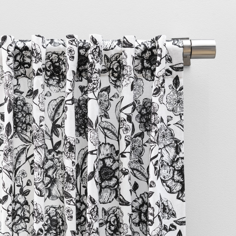 Floral Lined Rod Pocket Curtain Panel, 48" W x 108" L
