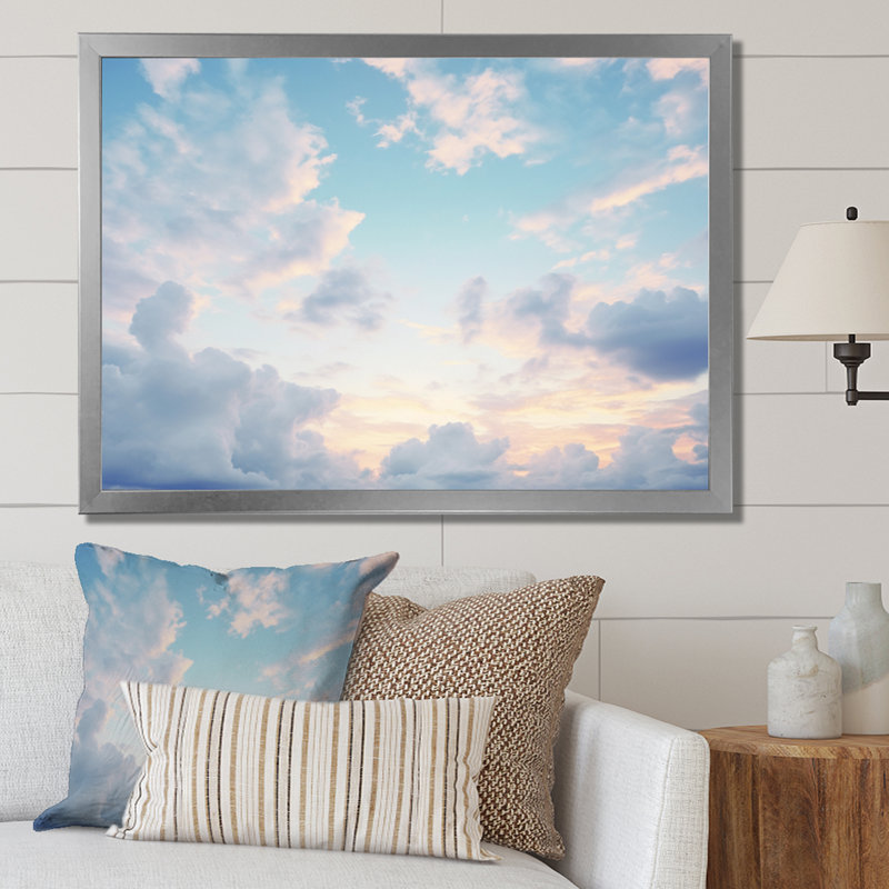 «White Sky Pure Elegance I» sur toile, H 12 po x l 20 po x P 1 po, Cadre simple argenté