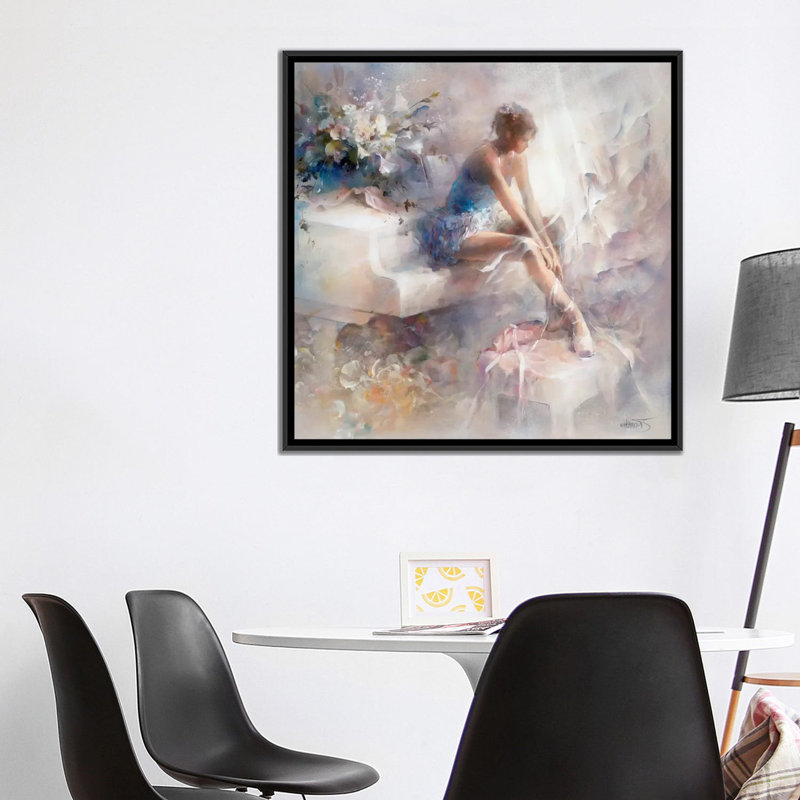 «Melody», reproduction sur toile, H 18 po x l 18 po x P 1,5 po, Toile avec cadre noir, Blanc