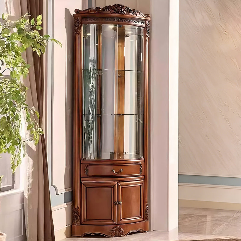 Armoire d'appoint moderne en bois massif en verre brun noisette