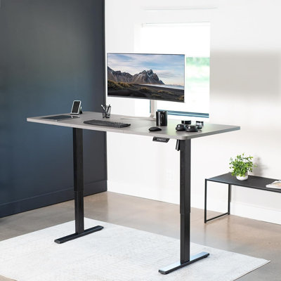 Bureau pour travailler debout, réglage de la hauteur de la mémoire, série 1B, cadre noir gris foncé, DESK-Kit-1B7G