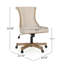 Chaise de bureau pivotante et relevable avec coutures verticales, chaise de travail en tissu beige et naturel