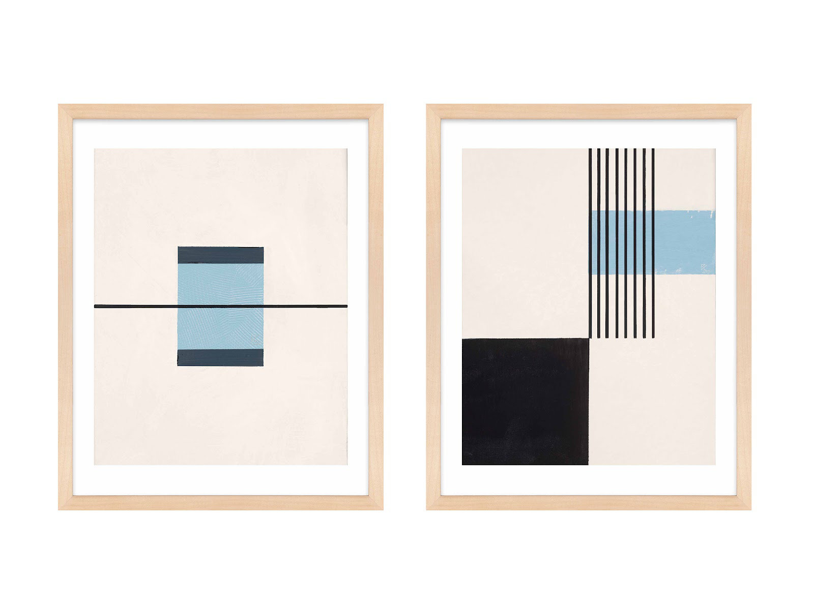 Black and Blue 2-Piece Print Set, Maple, 25" H x 20" W x 1.25" D