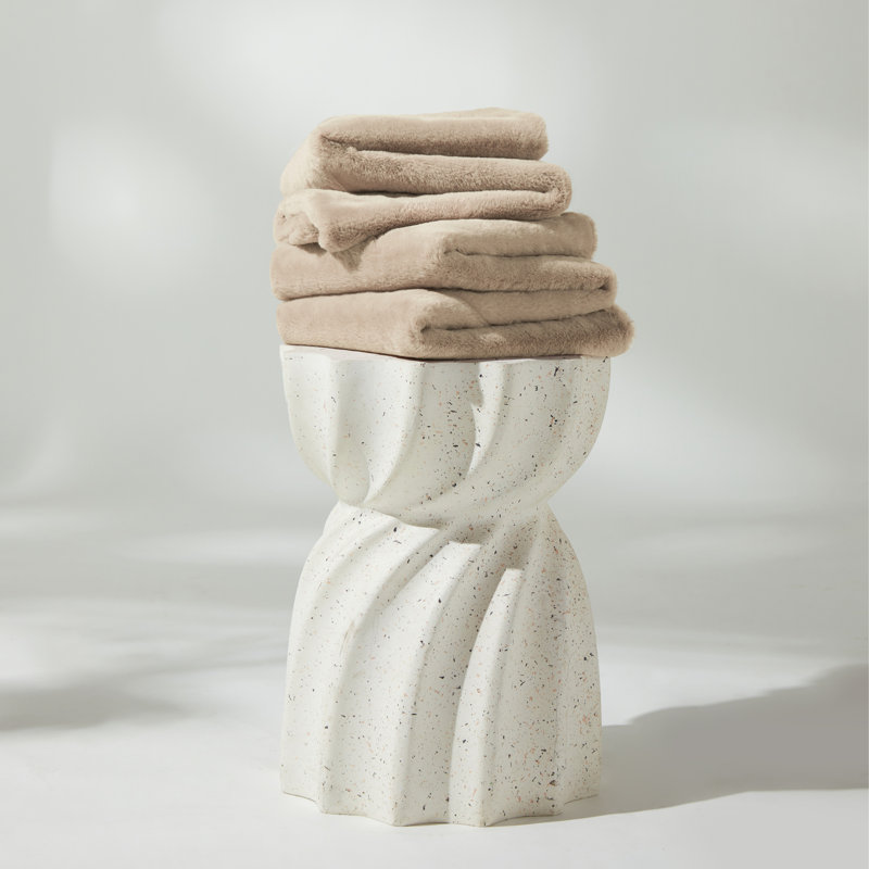 XL Beige Double-Sided Faux Fur Throw Blanket